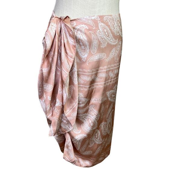 Lamarque Paisley Draped Wrap Skirt Pink Medium - Picture 9 of 10